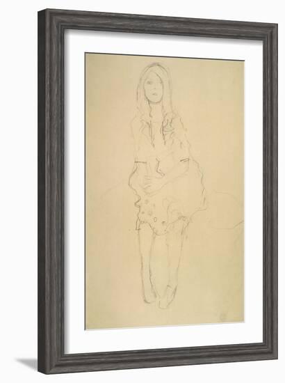 Seated Girl Seen from the Front-Gustav Klimt-Framed Giclee Print