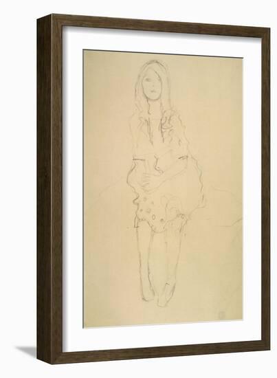 Seated Girl Seen from the Front-Gustav Klimt-Framed Giclee Print