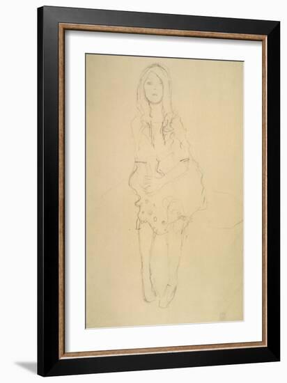 Seated Girl Seen from the Front-Gustav Klimt-Framed Giclee Print