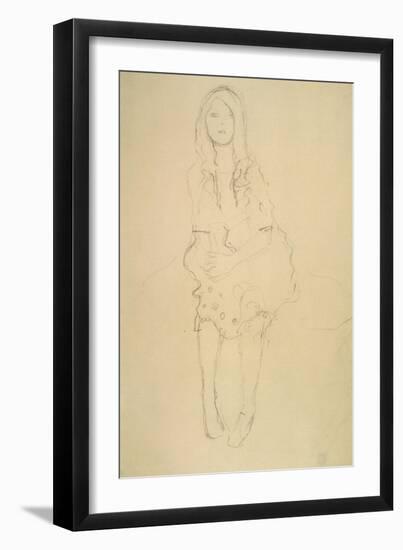 Seated Girl Seen from the Front-Gustav Klimt-Framed Giclee Print