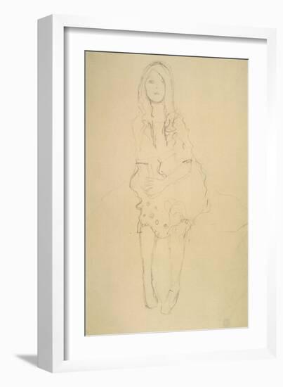 Seated Girl Seen from the Front-Gustav Klimt-Framed Giclee Print