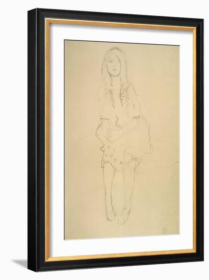 Seated Girl Seen from the Front-Gustav Klimt-Framed Giclee Print