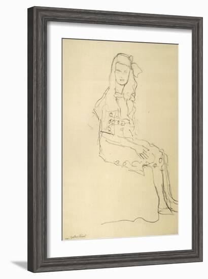 Seated Girl Seen from the Side-Gustav Klimt-Framed Giclee Print