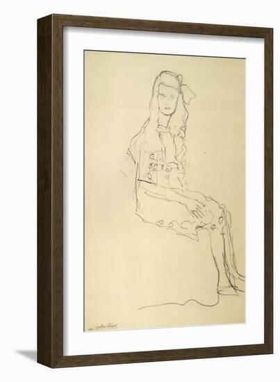 Seated Girl Seen from the Side-Gustav Klimt-Framed Giclee Print