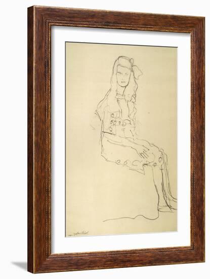 Seated Girl Seen from the Side-Gustav Klimt-Framed Giclee Print