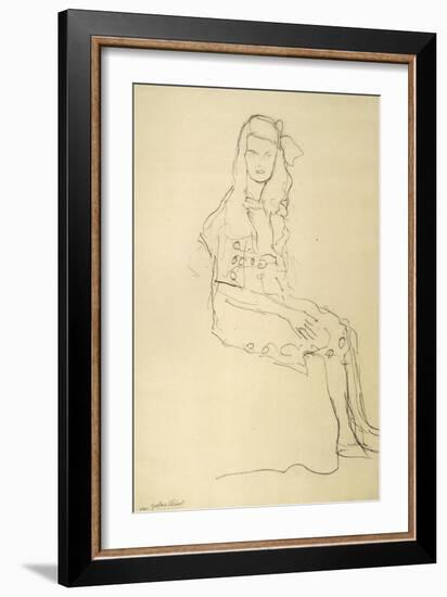 Seated Girl Seen from the Side-Gustav Klimt-Framed Giclee Print