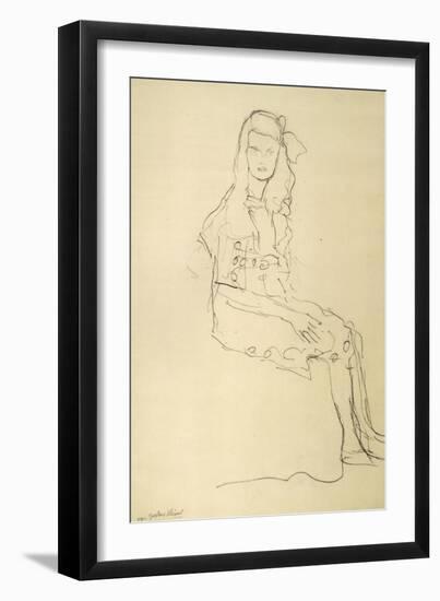 Seated Girl Seen from the Side-Gustav Klimt-Framed Giclee Print