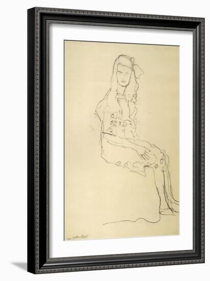 Seated Girl Seen from the Side-Gustav Klimt-Framed Giclee Print