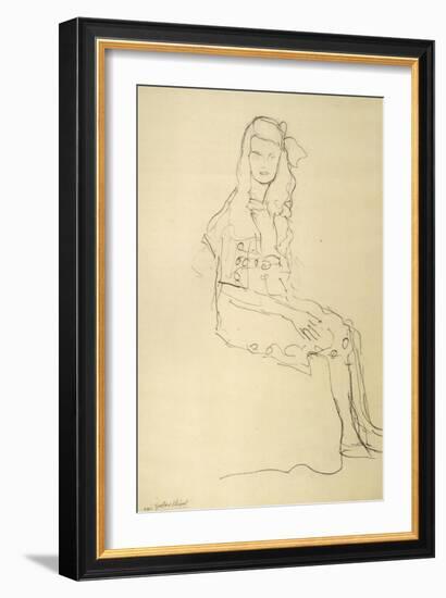 Seated Girl Seen from the Side-Gustav Klimt-Framed Giclee Print