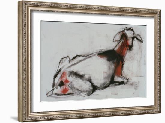 Seated Goat, 1998 (Conte and Charcoal on Paper)-Mark Adlington-Framed Giclee Print