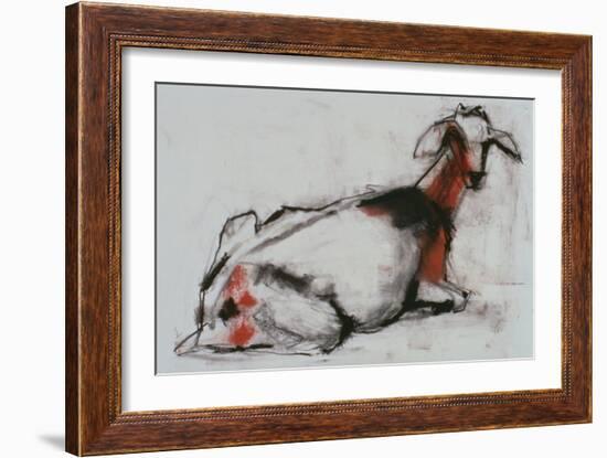 Seated Goat, 1998 (Conte and Charcoal on Paper)-Mark Adlington-Framed Giclee Print