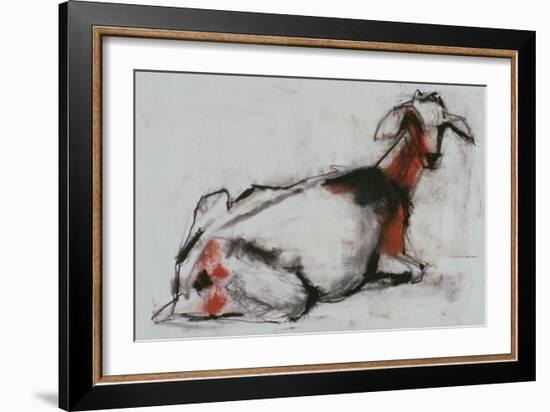 Seated Goat, 1998 (Conte and Charcoal on Paper)-Mark Adlington-Framed Giclee Print