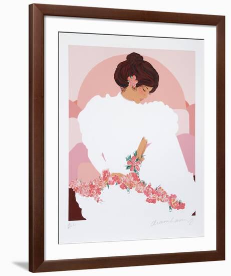 Seated Halau Dancer-Diana Hansen-Young-Framed Serigraph