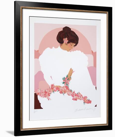 Seated Halau Dancer-Diana Hansen-Young-Framed Serigraph