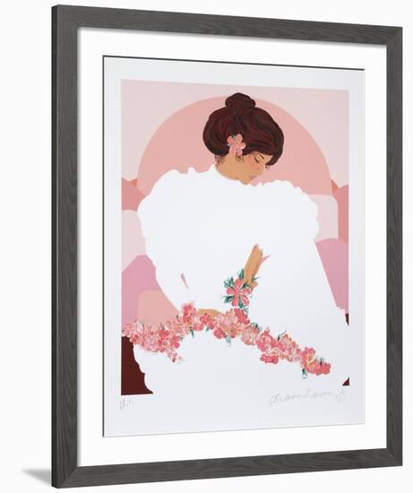 Seated Halau Dancer-Diana Hansen-Young-Framed Serigraph