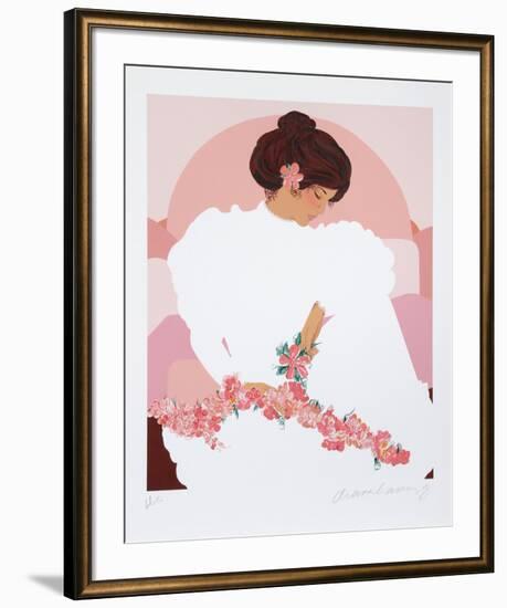 Seated Halau Dancer-Diana Hansen-Young-Framed Serigraph