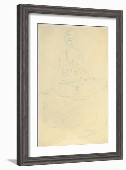 Seated Half-Length Nude from the Front; Sitzender Halbakt Von Vorne-Gustav Klimt-Framed Giclee Print