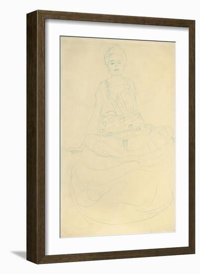 Seated Half-Length Nude from the Front; Sitzender Halbakt Von Vorne-Gustav Klimt-Framed Giclee Print