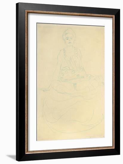 Seated Half-Length Nude from the Front; Sitzender Halbakt Von Vorne-Gustav Klimt-Framed Giclee Print
