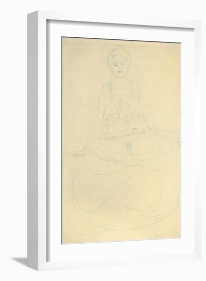 Seated Half-Length Nude from the Front; Sitzender Halbakt Von Vorne-Gustav Klimt-Framed Giclee Print