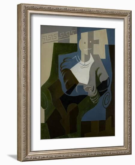 Seated Harlequin, C.1920-Juan Gris-Framed Giclee Print