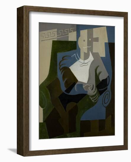 Seated Harlequin, C.1920-Juan Gris-Framed Giclee Print