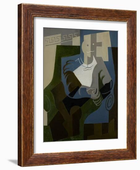 Seated Harlequin, C.1920-Juan Gris-Framed Giclee Print