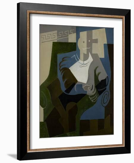 Seated Harlequin, C.1920-Juan Gris-Framed Giclee Print