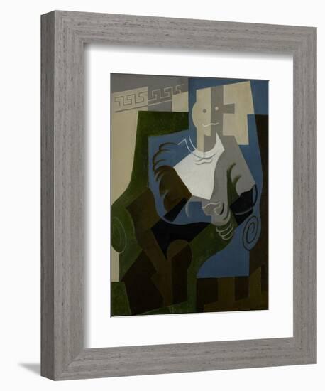 Seated Harlequin, C.1920-Juan Gris-Framed Giclee Print