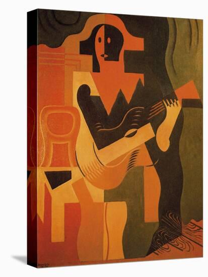 Seated Harlequin with Guitar-Juan Gris-Framed Stretched Canvas