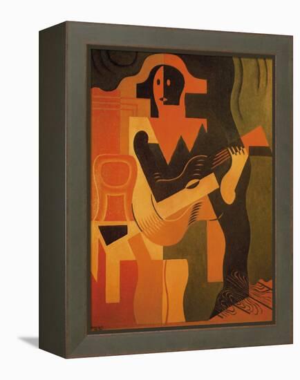 Seated Harlequin with Guitar-Juan Gris-Framed Stretched Canvas