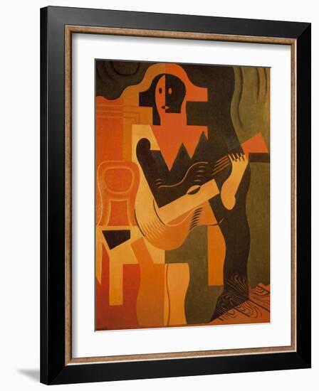 Seated Harlequin with Guitar-Juan Gris-Framed Premium Giclee Print