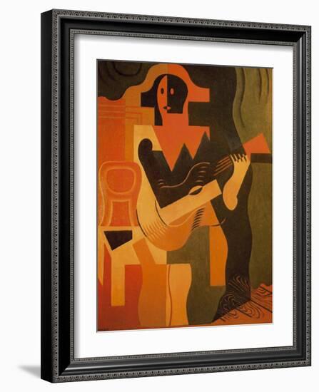 Seated Harlequin with Guitar-Juan Gris-Framed Premium Giclee Print