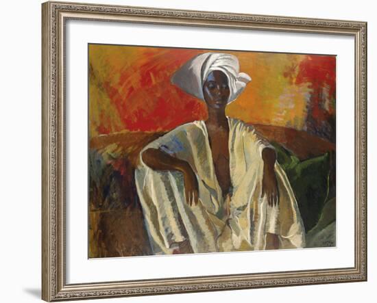 Seated in White-Boscoe Holder-Framed Giclee Print