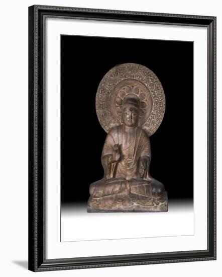 Seated Limestone Buddha Amida, c.1000-1199-null-Framed Photographic Print