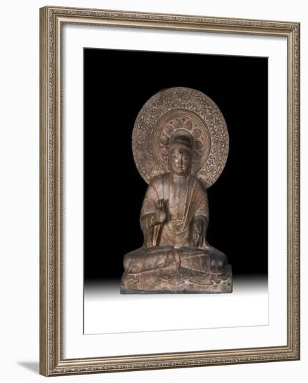 Seated Limestone Buddha Amida, c.1000-1199-null-Framed Photographic Print