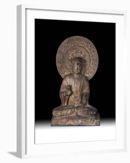 Seated Limestone Buddha Amida, c.1000-1199-null-Framed Photographic Print