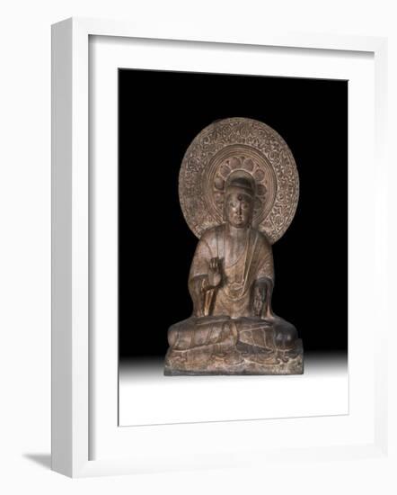 Seated Limestone Buddha Amida, c.1000-1199-null-Framed Photographic Print