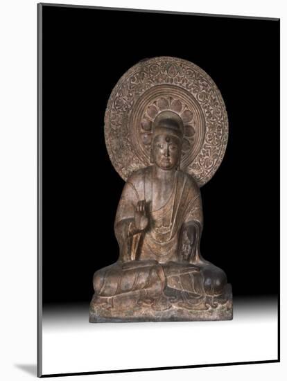 Seated Limestone Buddha Amida, c.1000-1199-null-Mounted Photographic Print