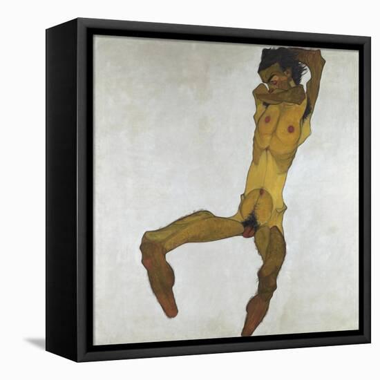 Seated Male Nude (Self-Portrait), 1910-Egon Schiele-Framed Premier Image Canvas