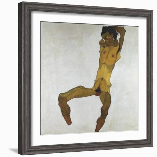 Seated Male Nude (Self-Portrait), 1910-Egon Schiele-Framed Giclee Print