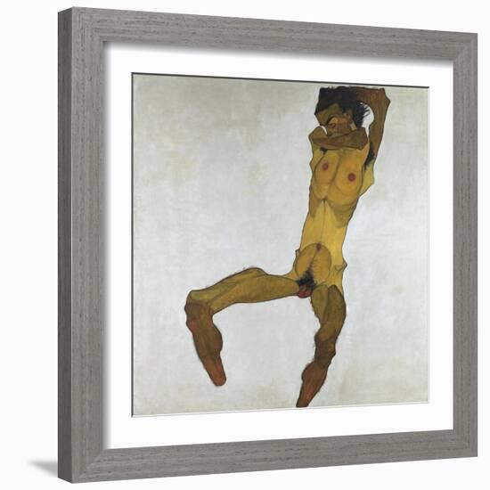 Seated Male Nude (Self-Portrait), 1910-Egon Schiele-Framed Giclee Print