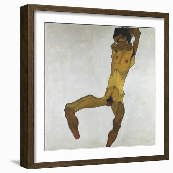 Seated Male Nude (Self-Portrait), 1910-Egon Schiele-Framed Giclee Print