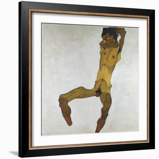 Seated Male Nude (Self-Portrait), 1910-Egon Schiele-Framed Giclee Print