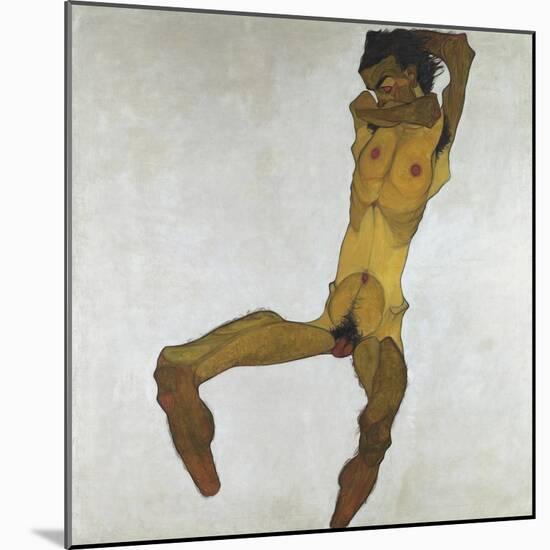 Seated Male Nude (Self-Portrait), 1910-Egon Schiele-Mounted Giclee Print