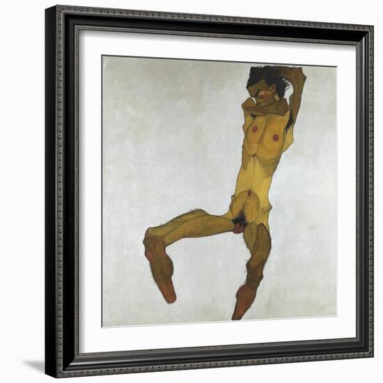 Seated Male Nude (Self-Portrait), 1910-Egon Schiele-Framed Giclee Print