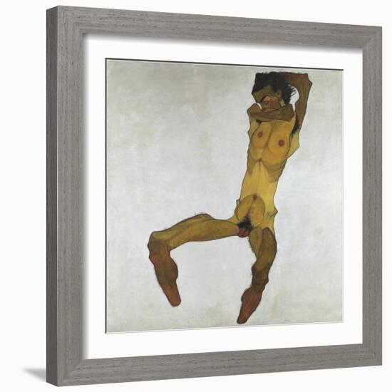 Seated Male Nude (Self-Portrait) - Schiele, Egon (1890-1918) - 1910 - Oil on Canvas - 152,5X150 - L-Egon Schiele-Framed Giclee Print