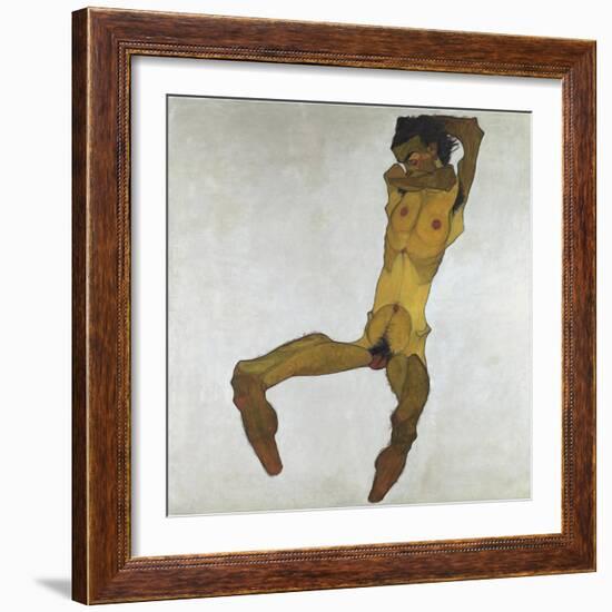 Seated Male Nude (Self-Portrait) - Schiele, Egon (1890-1918) - 1910 - Oil on Canvas - 152,5X150 - L-Egon Schiele-Framed Giclee Print