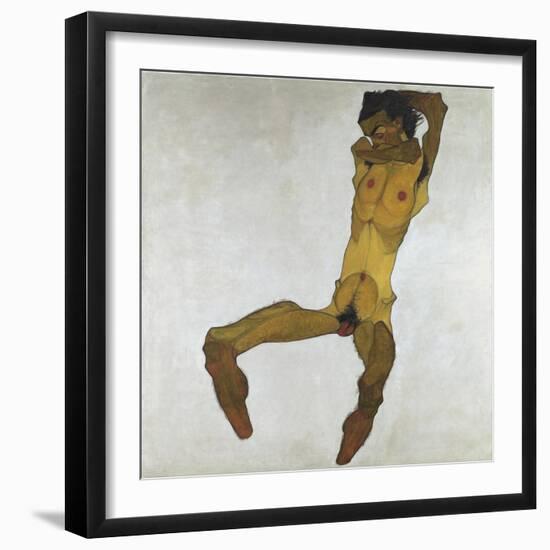 Seated Male Nude (Self-Portrait) - Schiele, Egon (1890-1918) - 1910 - Oil on Canvas - 152,5X150 - L-Egon Schiele-Framed Giclee Print