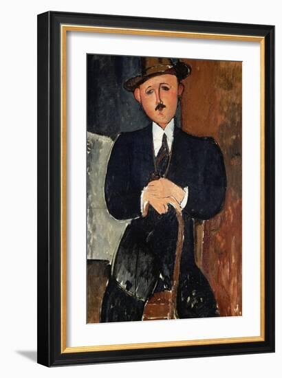 Seated Man (Leaning on a Cane), 1918-Amedeo Modigliani-Framed Giclee Print